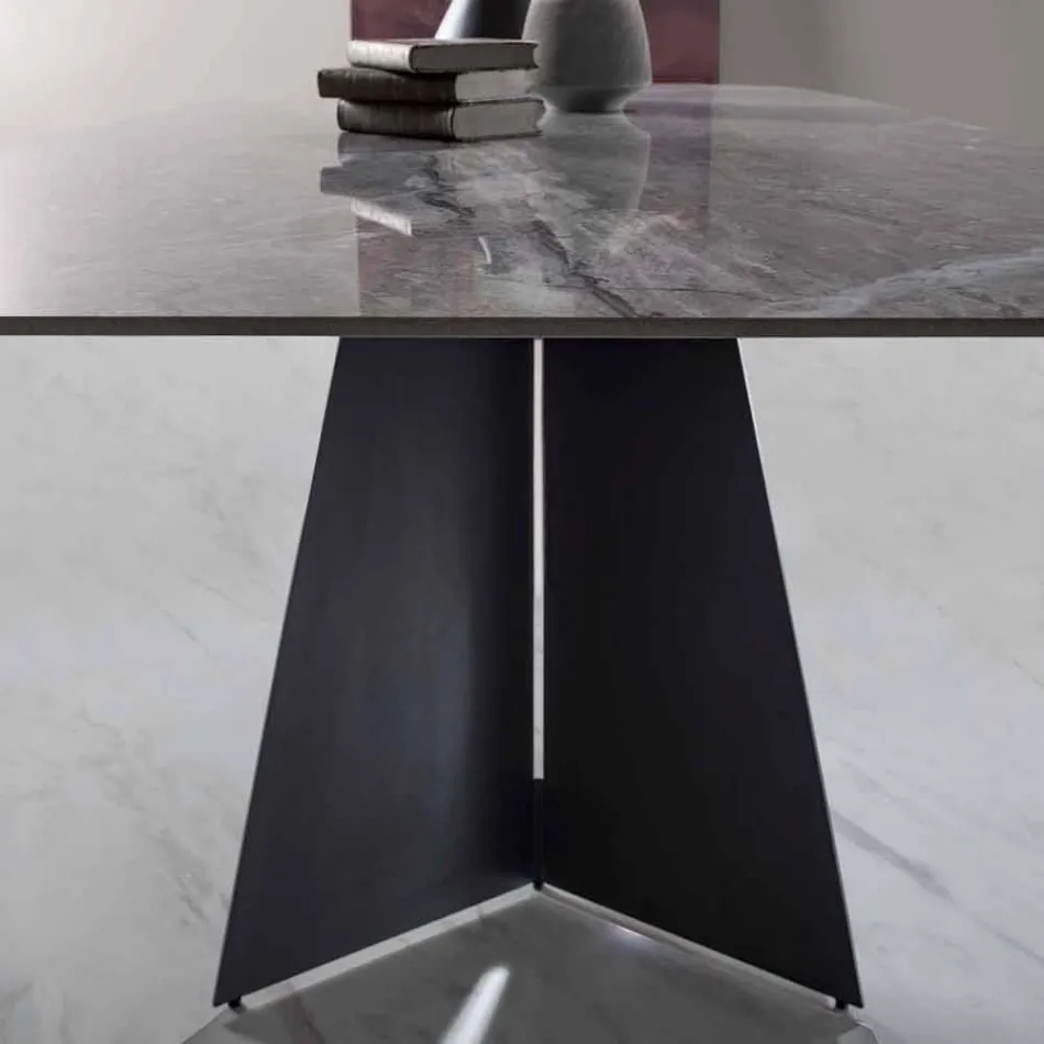 Mesa de Jantar Moderna com Tampo em Grés Porcelanato - Meduno Viadurini