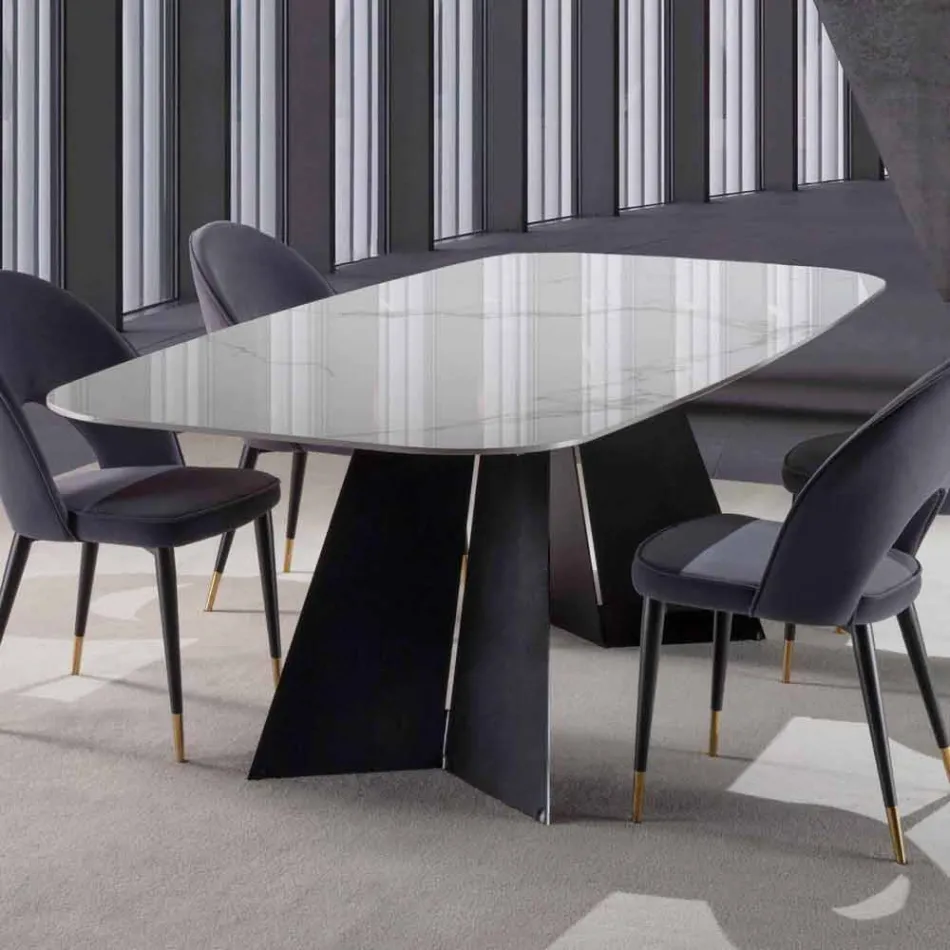 Mesa de Jantar Moderna com Tampo em Grés Porcelanato - Meduno Viadurini
