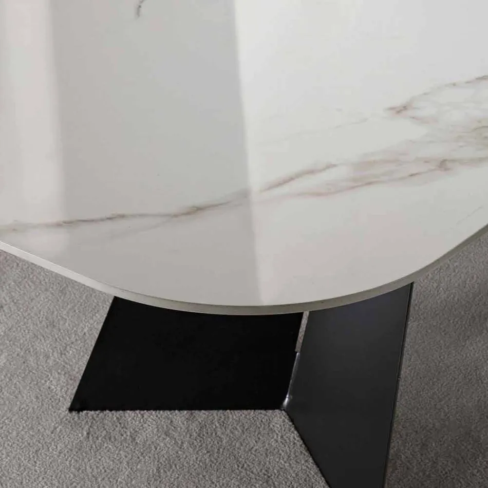 Mesa de Jantar Moderna com Tampo em Grés Porcelanato - Meduno Viadurini