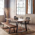 Homemotion Modern Dining Table com Acacia Wood Top - Vermont Viadurini