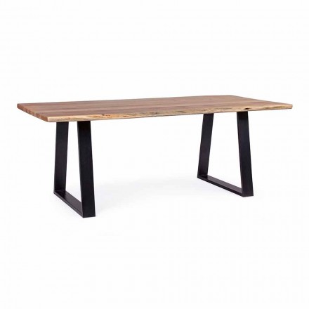 Homemotion Modern Dining Table com Acacia Wood Top - Vermont Viadurini