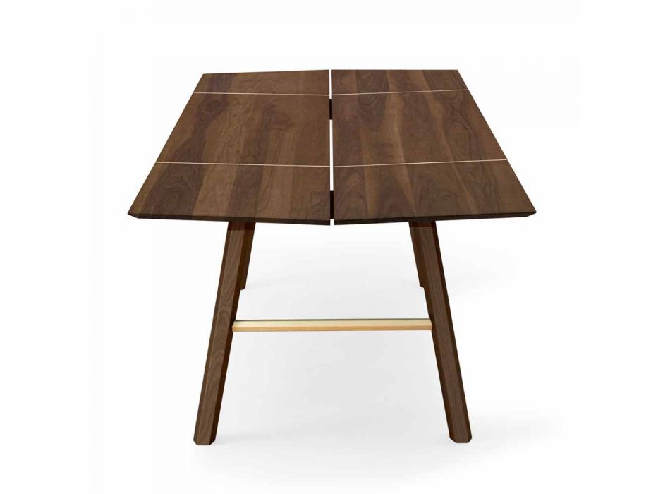 Mesa de jantar moderna em madeira de freixo com detalhes em preto ou dourado - Andria Viadurini