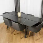 Mesa de jantar moderna em madeira de freixo com detalhes em preto ou dourado - Andria Viadurini
