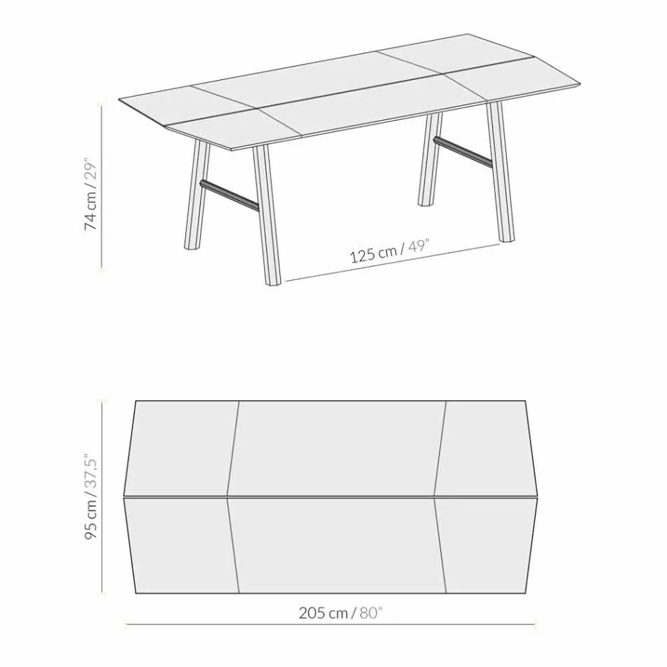 Mesa de jantar moderna em madeira de freixo com detalhes em preto ou dourado - Andria Viadurini