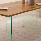Mesa de jantar moderna em carvalho atado e vidro fabricado na Itália - Sibillo Viadurini