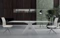 Mesa de jantar moderna em vidro e aço branco fabricada na Itália - Dalmata