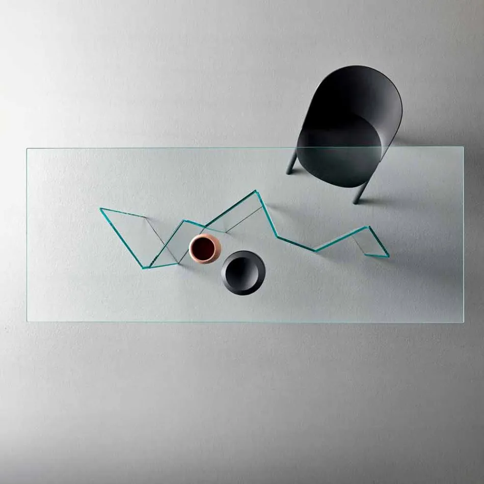 Mesa de jantar moderna em vidro extraleve ou defumado feita na Itália - aleatória Viadurini