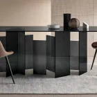 Mesa de jantar moderna em vidro extraleve ou defumado feita na Itália - aleatória Viadurini