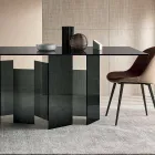 Mesa de jantar moderna em vidro extraleve ou defumado feita na Itália - aleatória Viadurini