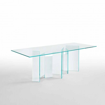 Mesa de jantar moderna em vidro extraleve ou defumado feita na Itália - aleatória Viadurini