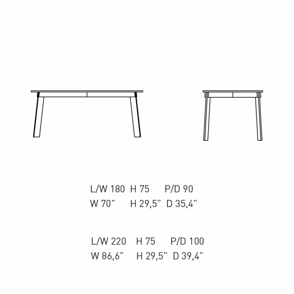 Mesa de jantar moderna Tampo de madeira e base de aço Made in Italy - Aronte Viadurini