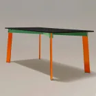 Mesa de jantar moderna Tampo de madeira e base de aço Made in Italy - Aronte Viadurini