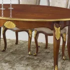Mesa de Jantar Oval Extensível 270 cm em Madeira Made in Italy - Barroco Viadurini