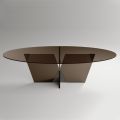 Mesa de Jantar Oval com Tampo e Base em Vidro Made in Italy - Tiseo