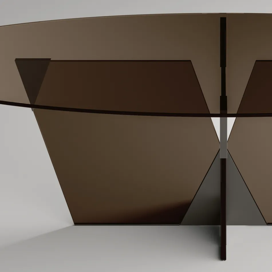 Mesa de Jantar Oval com Tampo e Base em Vidro Made in Italy - Tiseo Viadurini