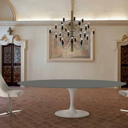 Mesa de jantar oval com tampo Fenix de luxo Made in Italy - dólares Viadurini