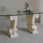 Mesa de jantar oval tradicional e clássico cristal de design Aracne Viadurini