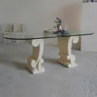 Mesa de jantar oval tradicional e clássico cristal de design Aracne Viadurini