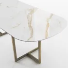 Mesa de jantar oval em grés porcelânico e metal made in Italy - Emilio Viadurini