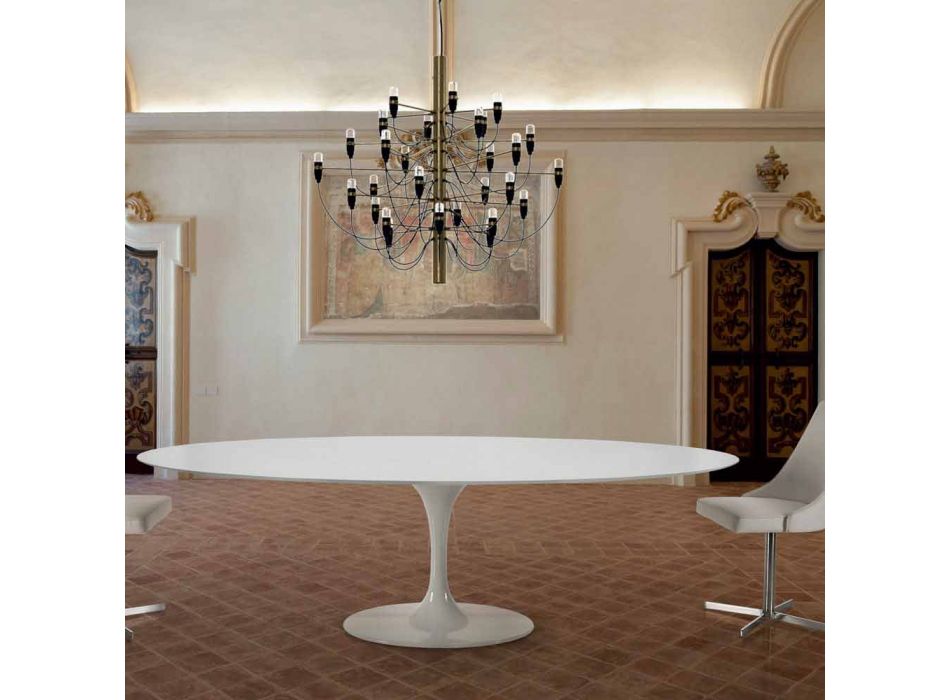 Mesa de Jantar Oval em Laminado e Alumínio Fabricado na Itália, Preciosa - Dólares Viadurini
