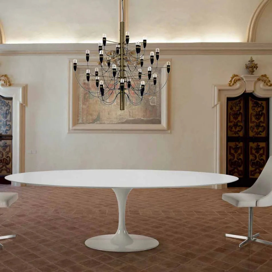 Mesa de Jantar Oval em Laminado e Alumínio Fabricado na Itália, Preciosa - Dólares Viadurini