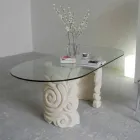 Mesa de jantar oval contemporânea e design moderno de cristal Aden Viadurini