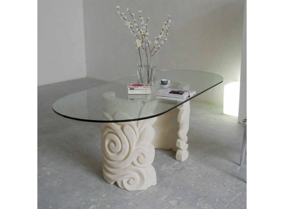 Mesa de jantar oval contemporânea e design moderno de cristal Aden Viadurini
