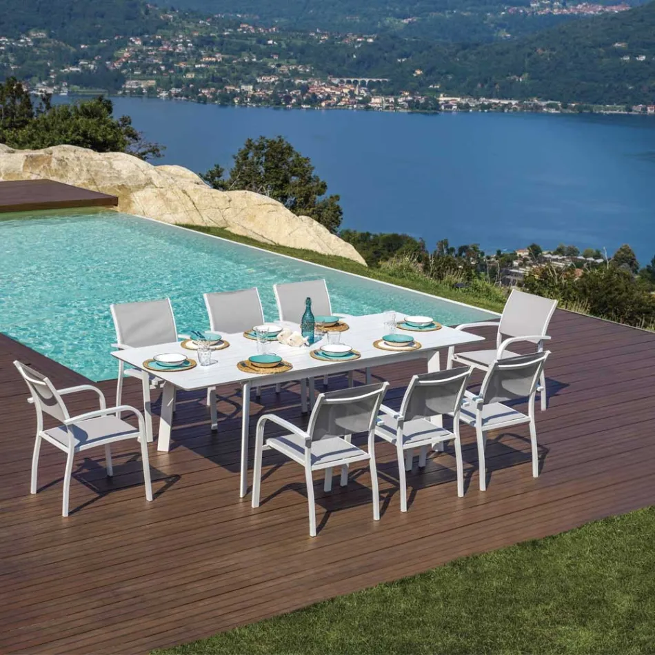 Mesa de jantar extensível para exterior até 240 cm em alumínio - Levanto Viadurini