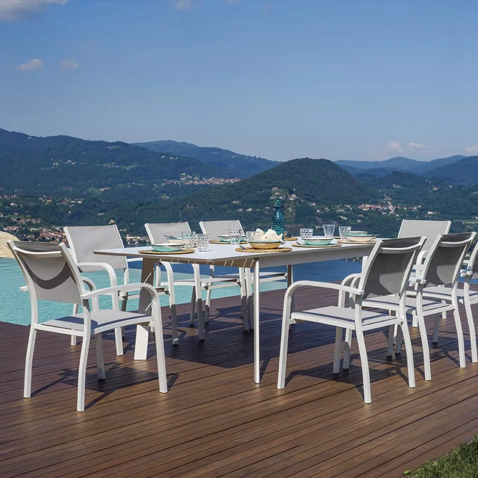 Mesa de jantar extensível para exterior até 240 cm em alumínio - Levanto Viadurini