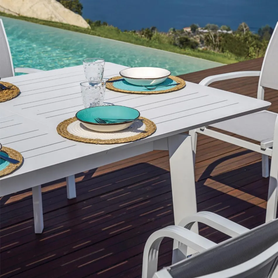 Mesa de jantar extensível para exterior até 240 cm em alumínio - Levanto Viadurini