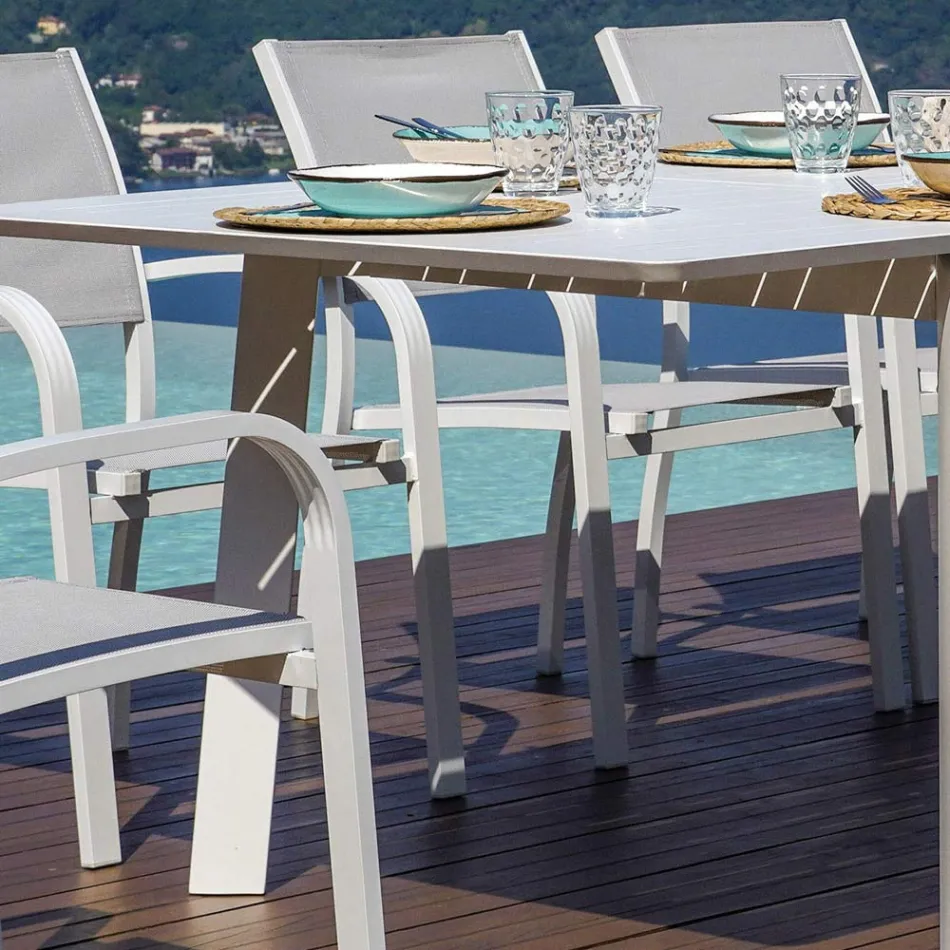 Mesa de jantar extensível para exterior até 240 cm em alumínio - Levanto Viadurini