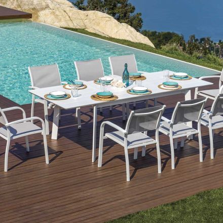Mesa de jantar extensível para exterior até 240 cm em alumínio - Levanto Viadurini