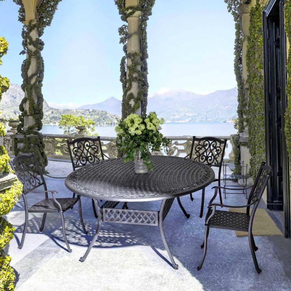 Mesa de jantar externa em alumínio pintado de branco ou antracite - Rápido Viadurini