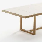 Mesa de jantar de jardim em madeira Iroko e grés fabricado na Itália - Bresson Viadurini