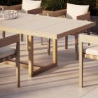 Mesa de jantar de jardim em madeira Iroko e grés fabricado na Itália - Bresson Viadurini
