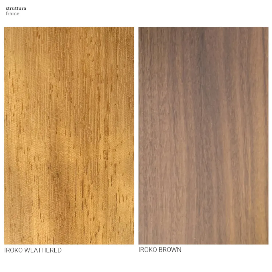 Mesa de jantar de jardim em madeira Iroko e grés fabricado na Itália - Bresson Viadurini