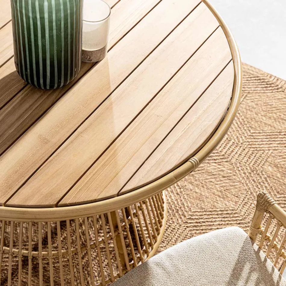 Mesa de Jantar de Jardim em Alumínio e Teca Top-Svlk - Matter Viadurini