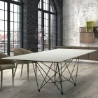 Tampo de Mesa de Jantar em Laminam e Base em Aço Made in Italy - Ezzellino Viadurini