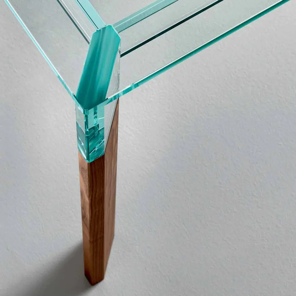 Tampo da mesa de jantar e base de madeira maciça fabricada em Itália - Presino Viadurini