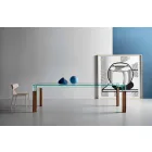 Tampo da mesa de jantar e base de madeira maciça fabricada em Itália - Presino Viadurini