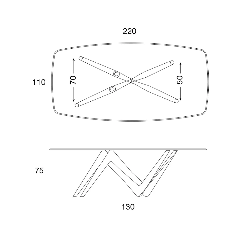Tampo de vidro para mesa de jantar e pernas de poliuretano 2 tamanhos - Stalto Viadurini