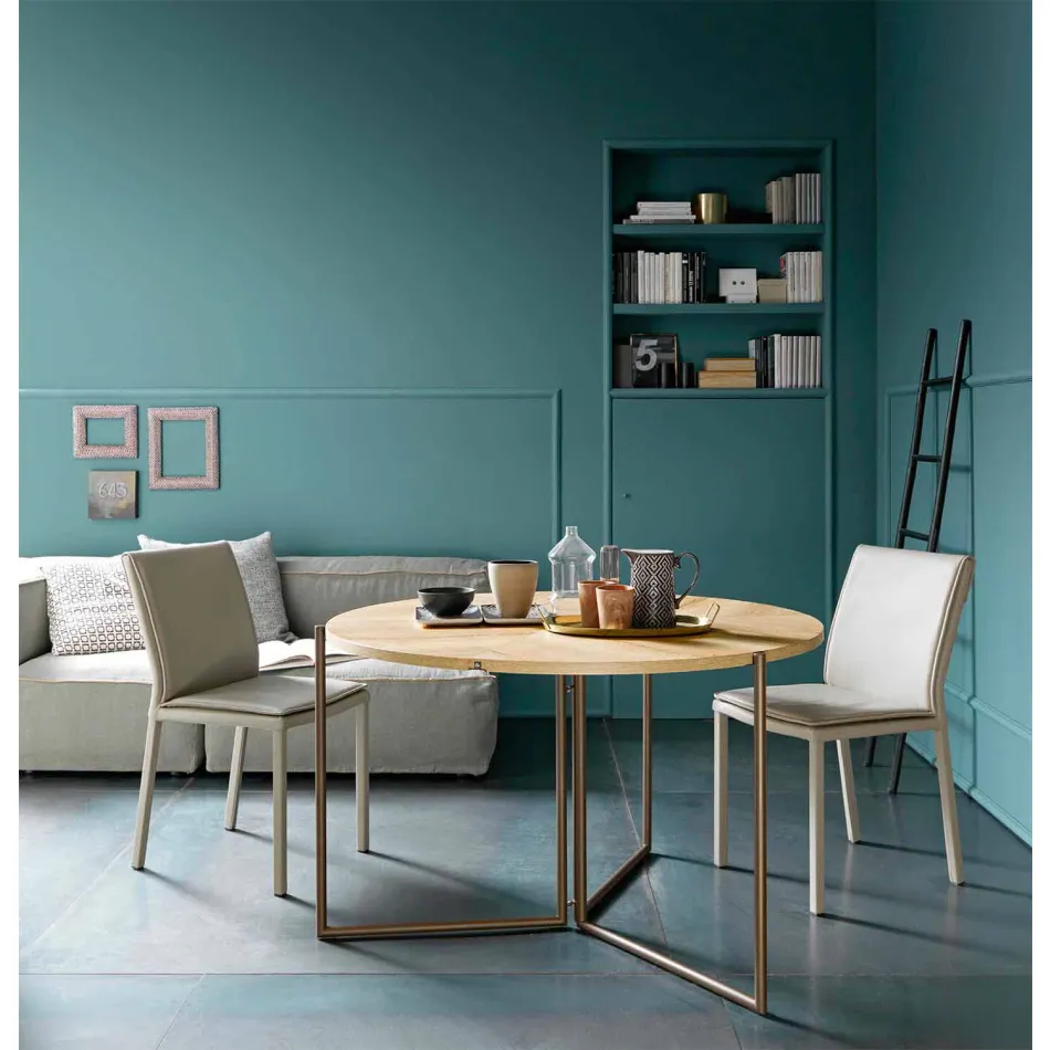 Mesa de Jantar Dobrável Moderna em Madeira e Metal Made in Italy - Menelao Viadurini
