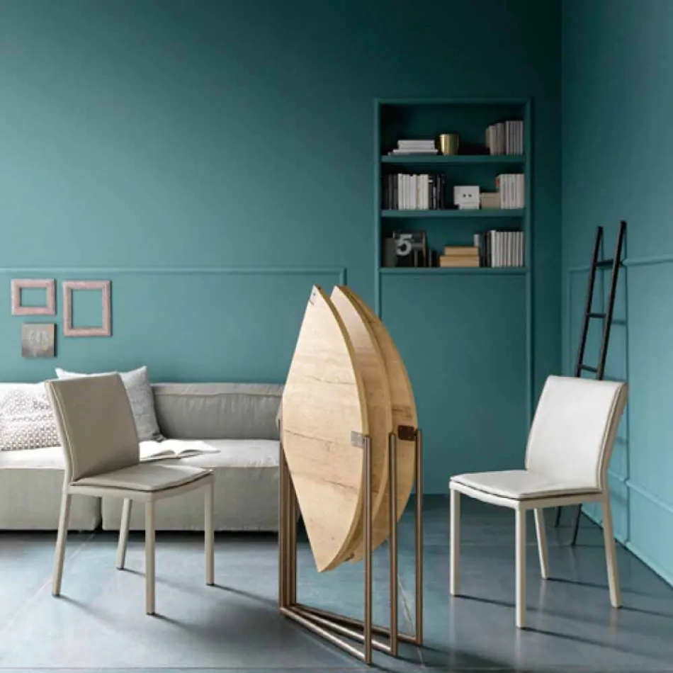 Mesa de Jantar Dobrável Moderna em Madeira e Metal Made in Italy - Menelao Viadurini