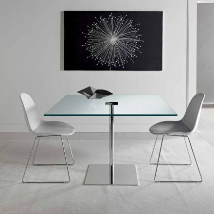 Mesa de jantar quadrada em vidro extraleve e metal fabricada na Itália - Dolce Viadurini