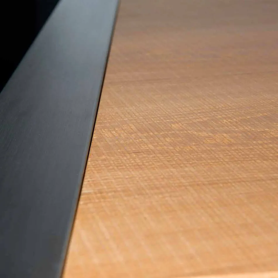 Mesa de jantar retangular em madeira de carvalho e aço Frodo Viadurini