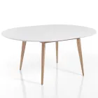Mesa de Jantar Redonda Extensível até 160 cm em Mdf e Madeira - Ciacco Viadurini