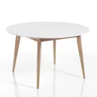 Mesa de Jantar Redonda Extensível até 160 cm em Mdf e Madeira - Ciacco Viadurini