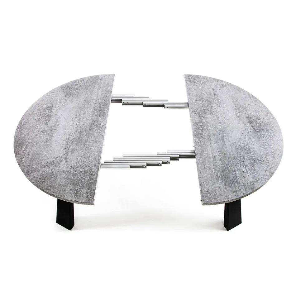 Mesa de Jantar Redonda Extensível até 370 cm em Madeira e Metal - Caimano Viadurini