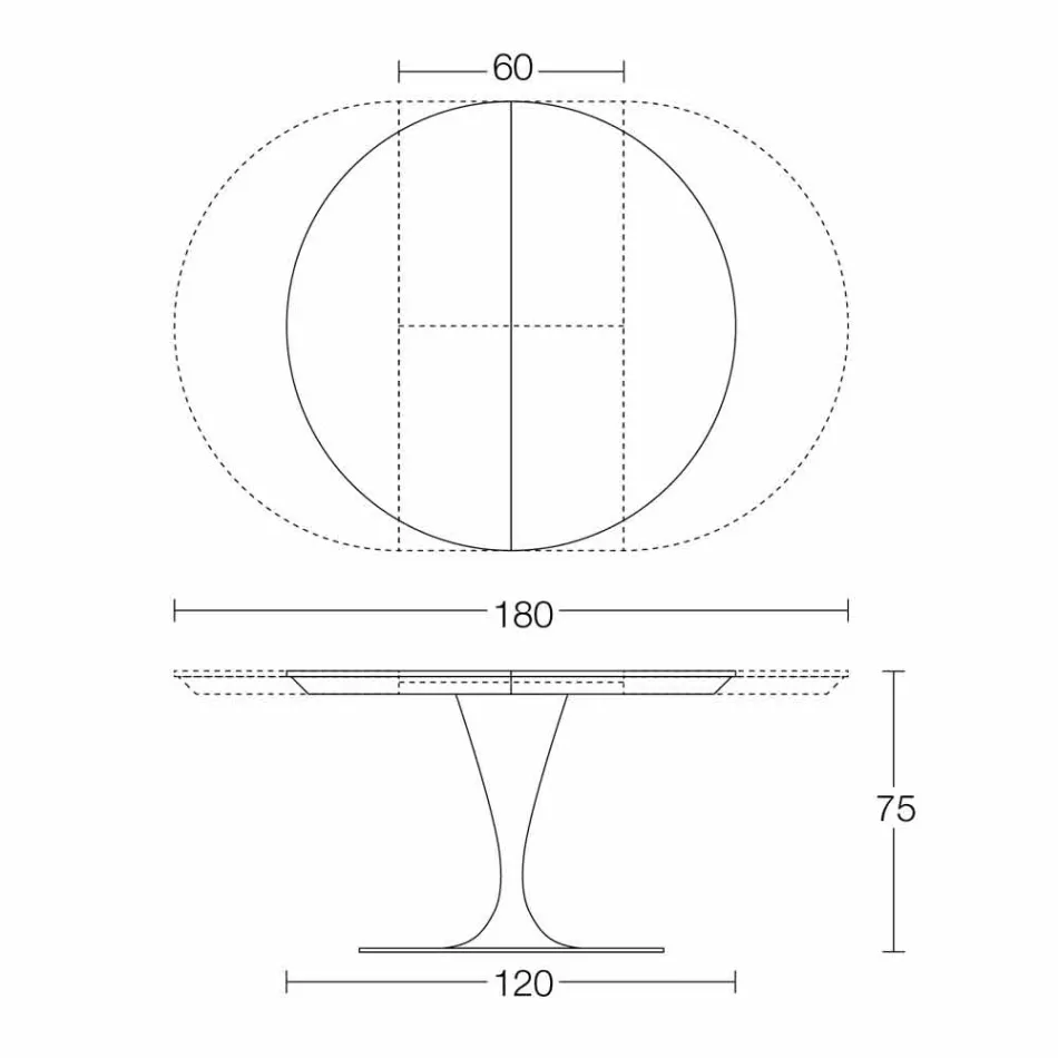 Mesa Redonda Extensível de Jantar em Laminam Ceramic Made in Italy - Lupetto Viadurini