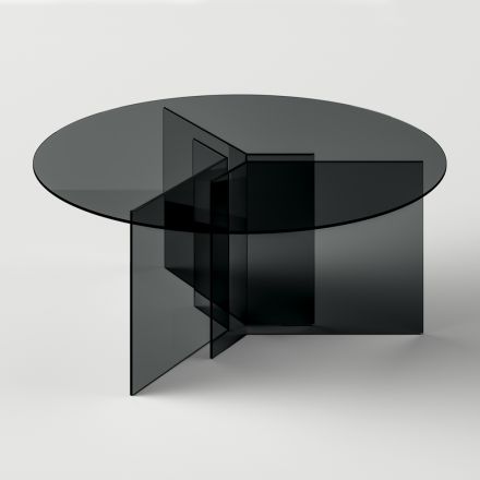Mesa de jantar redonda com base e tampo de vidro Made in Italy - Charles Viadurini